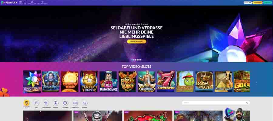 screenshot playluck casino interface