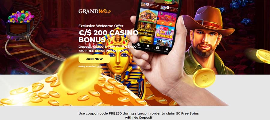 screenshot grand wild casino interface