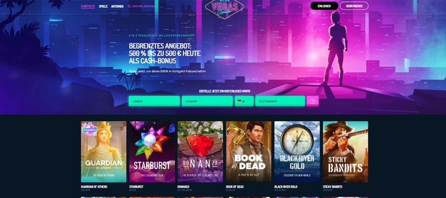 screenshot neon vegas casino interface