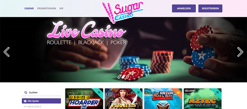 sugar casino online screenshot interface