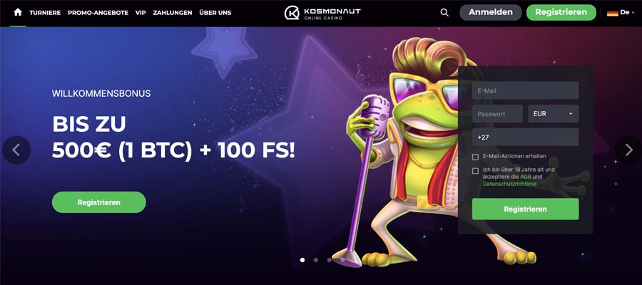 screenshot kosmonaut casino bonus